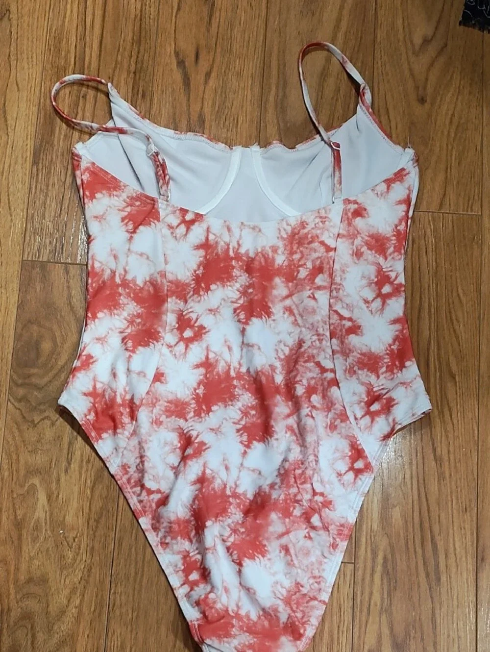 Onia Coral and White Tie-Dye One-Piece Swimsuit